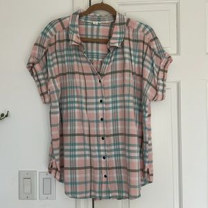 Caslon Pastel Plaid Linen Button Down Shirt